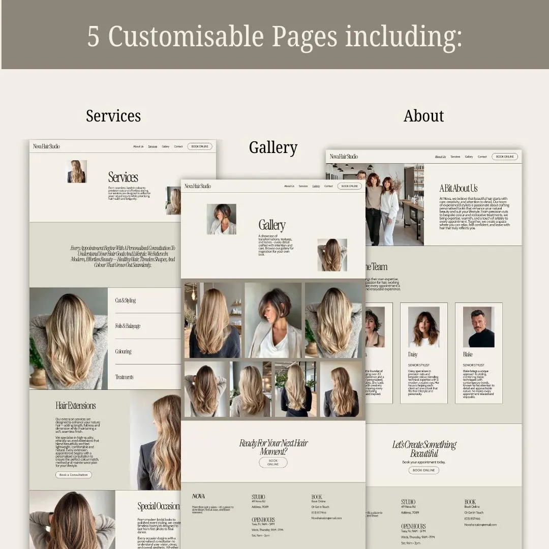 Nova template services page preview